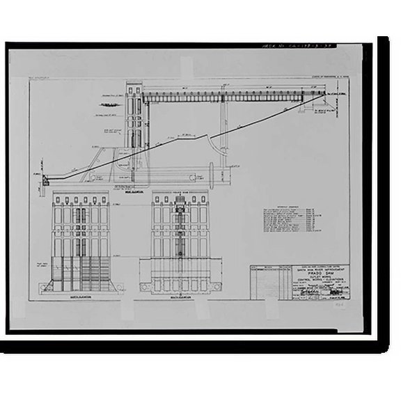 Historic Print, Prado Dam, Outlet Works, Santa Ana River near junction of State Highways 71, Corona vicinity, Riverside County, CA - 9, 16" x 20"