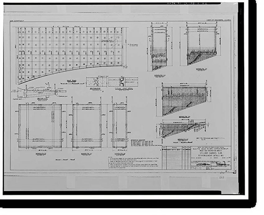 Historic Print, Prado Dam, Spillway, Santa Ana River near junction of