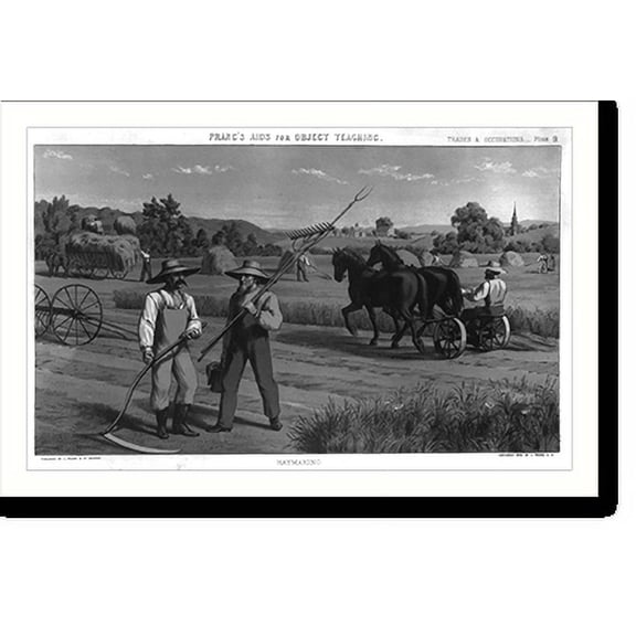Historic Print, Prang's aids for object teaching. Trades & occupations - Plate 9. Haymaking, 18" x 24"
