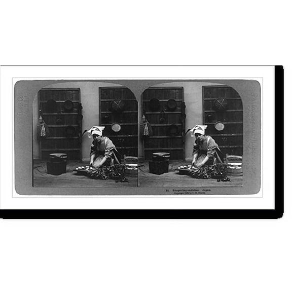 Historic Print, Preparing radishes, Japan, 18" x 24"
