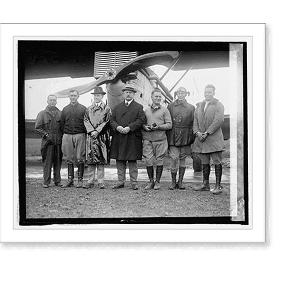 Historic Print, Pres. Coolidge & Sec. Weeks World Flyers, 18" x 24"