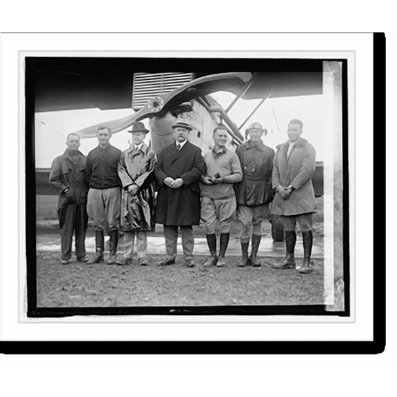 Historic Print, Pres. Coolidge & Sec. Weeks World Flyers, 18" x 24"