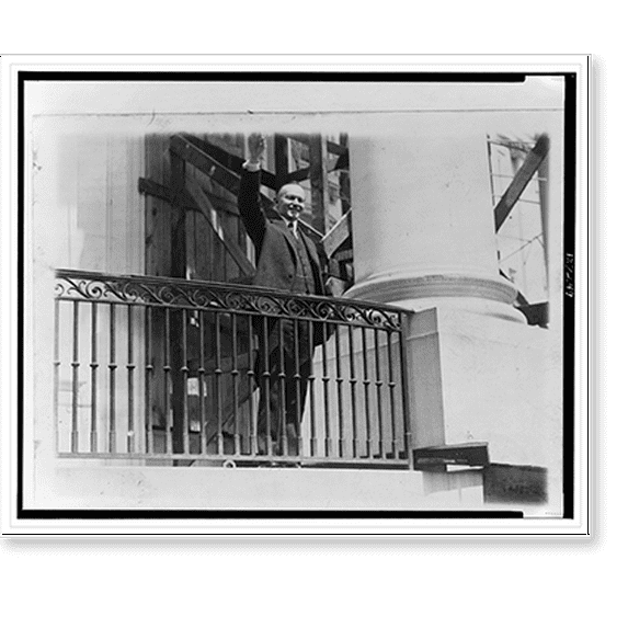 Historic Print, President Coolidge waving a greeting to the throngs of children gathered in the White House grounds to roll Easter eggs, 16" x 20"