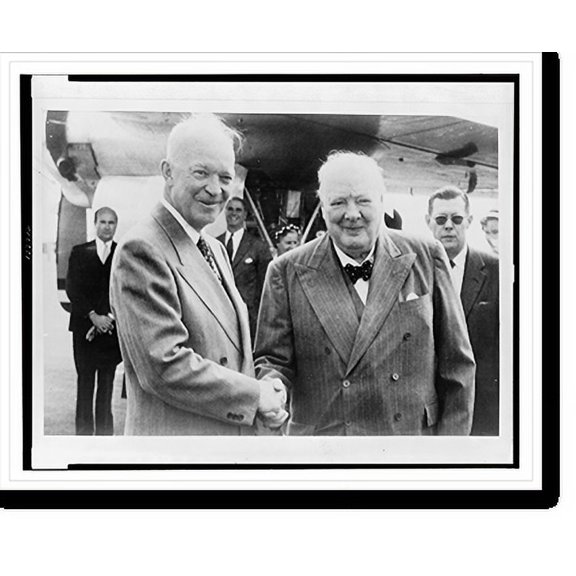 Historic Print, [President Dwight Eisenhower (left) bids Sir Winston Churchill good-bye at the Bermuda Airport before the President's departure for New York to address the U.N. General …16" x 20"