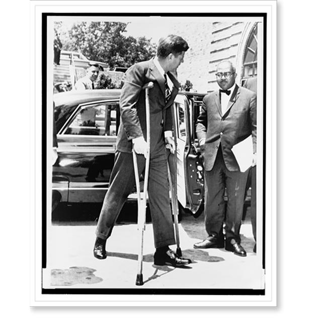 Historic Print, [President John F. Kennedy on crutches by