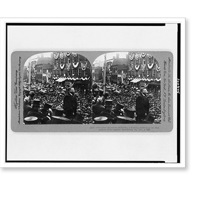 Historic Print, President Roosevelt delivering a stirring address at