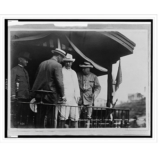 Historic Print, President Roosevelt passing through the Canal Zone.photo by Fishbaugh, Empire, C.Z., 16" x 20"