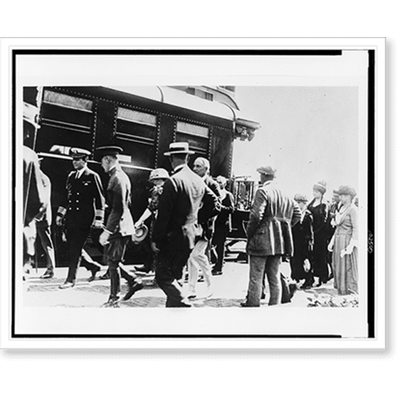 Historic Print, [President Warren Harding walking from train during tour to Alaska and the West], 18" x 24"