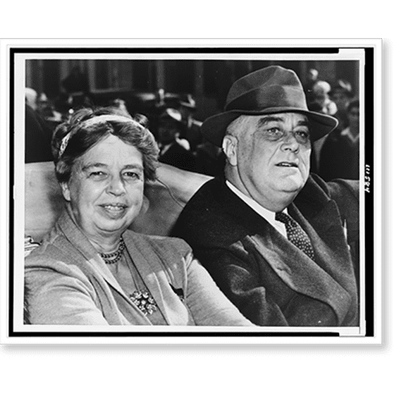 Historic Print, [President and Mrs. Franklin D. Roosevelt, head-and-shoulders portrait, riding in Hyde Park], 18" x 24"