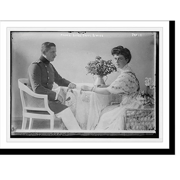 Historic Print, Prince Eitel Fritz and wife, seated at table, 18" x 24"