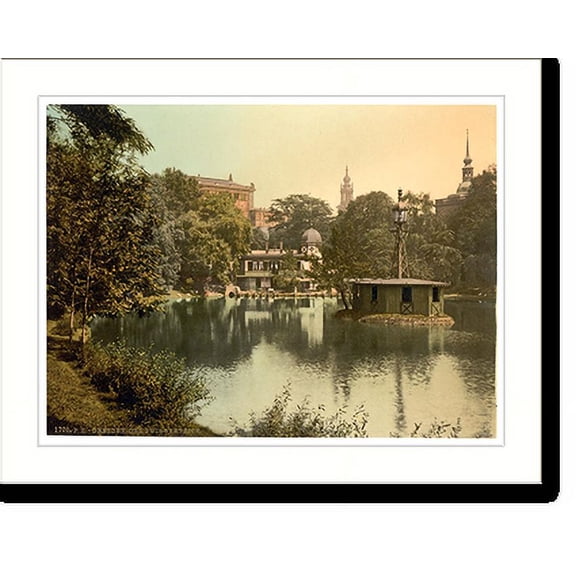 Historic Print, Prison Pond Altstadt Dresden Saxony Germany, 16" x 20"