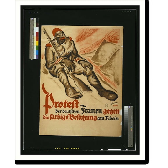 Historic Print, Protest der deutschen Frauen gegen die farbige Besatzung am Rhein. Riemer., 18" x 24"