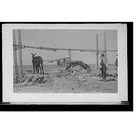 Historic Print, Pump wheel at Salinas, 16" x 20"