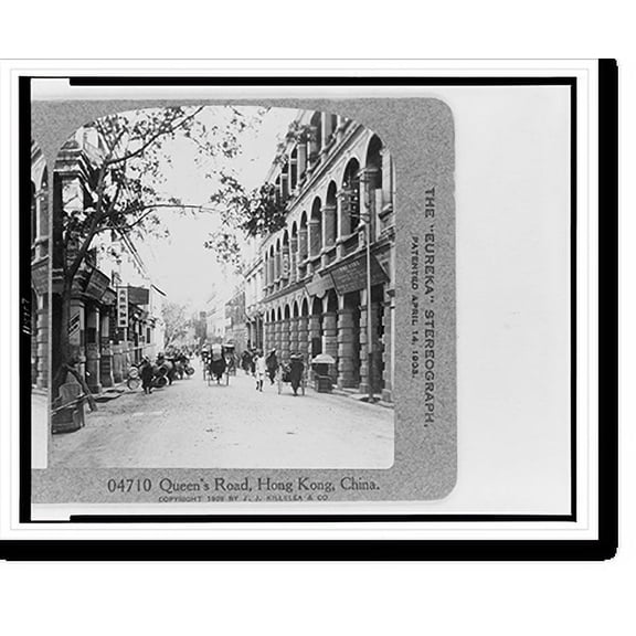 Historic Print, Queen's Road, Hong Kong, China, 16" x 20"