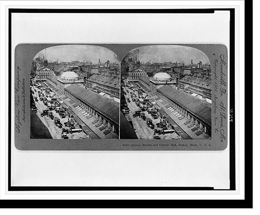 Historic Print, Quincy Market and Faneuil Hall Boston Mass., 16" x 20