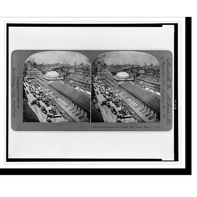Historic Print, Quincy Market and Faneuil Hall Boston Mass., 16" x 20