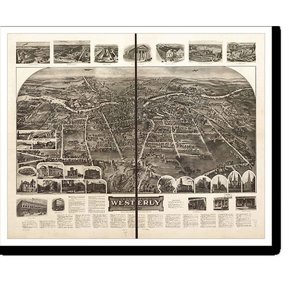 Historic Print, RI Westerly 1911 MAP, 16" x 20"