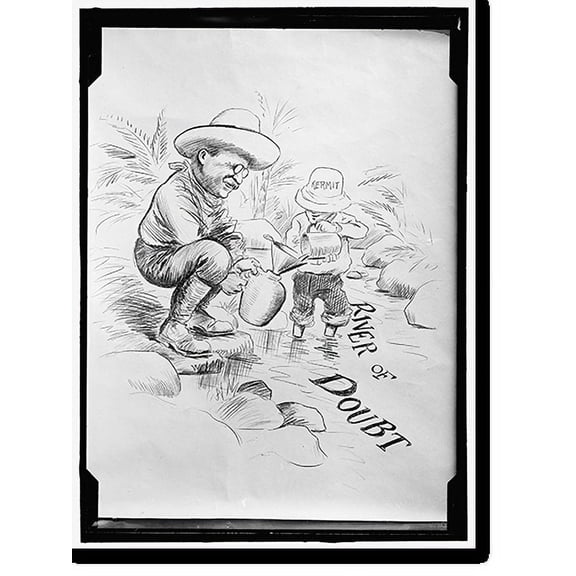 Historic Print, ROOSEVELT, THEODORE. CARTOON ABOUT THE 'RIVER OF DOUBT' - 2, 18" x 24"