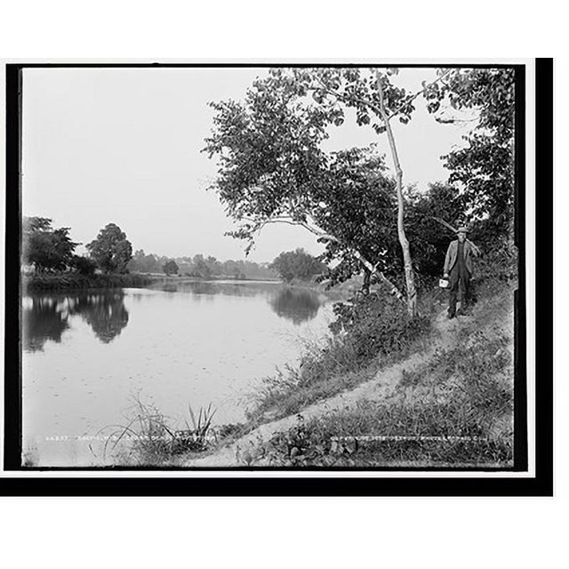 Historic Print, Racine, Wis., Cedar Bend, Root River 2, 16" x 20