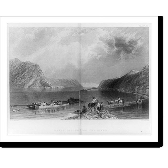 Historic Print, Rafts descending the river, 16" x 20"