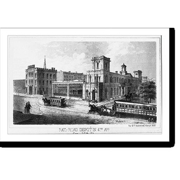 Historic Print, Railroad Depot in 4th Ave., New York City, 18" x 24"