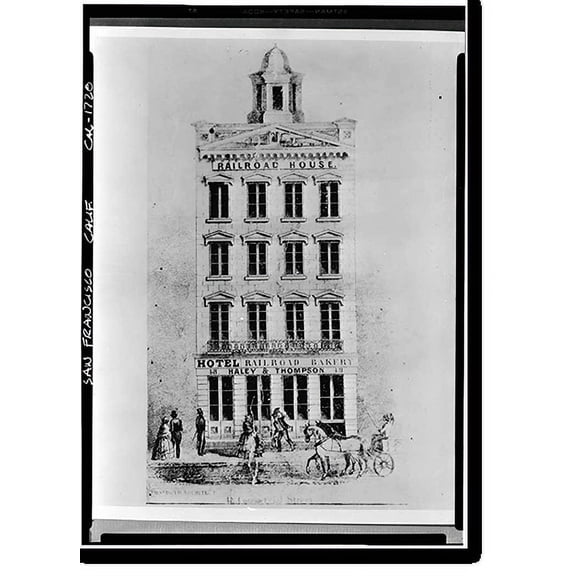Historic Print, Railroad House, Historic View, 48 Commercial Street, San Francisco, San Francisco County, CA, 18" x 24"