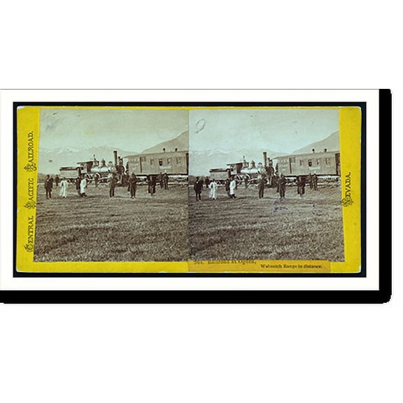 Historic Print, Railroad at Ogden Wahsatch Range in distance, 18" x 24"