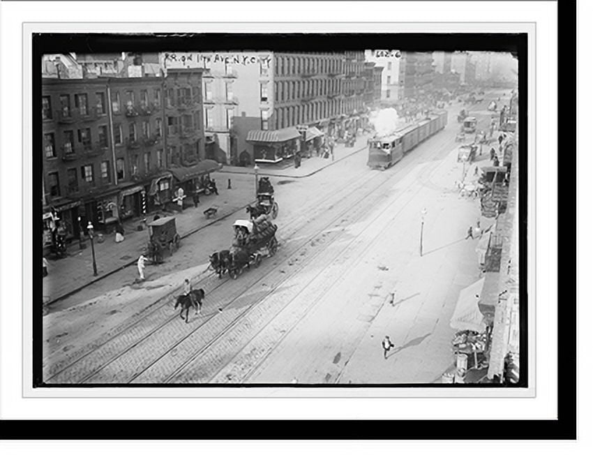 Historic Print, Railroad cars on 11th Ave., New York City, 16" x 20