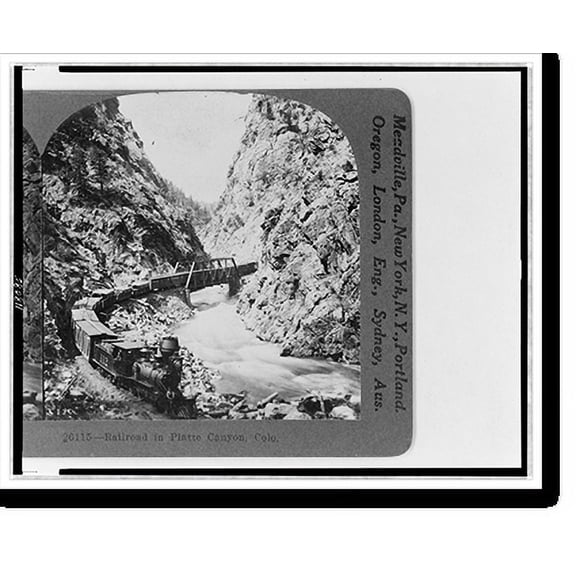 Historic Print, Railroad in Platte Canyon, Colo., 18" x 24"