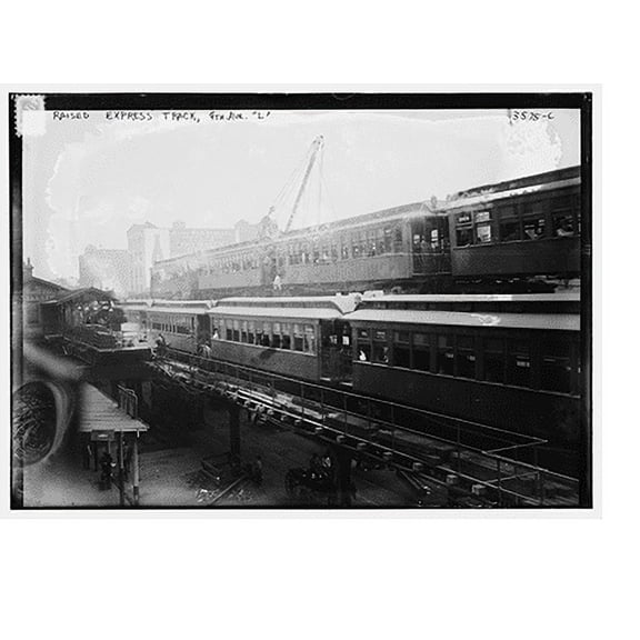 Historic Print, Raised express track 9th Ave. "L" - 3, 16" x 20"