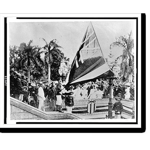 Historic Print, Raising U.S. flag over Hawaii.Pan-Pacific Press Bureau photo., 18" x 24"