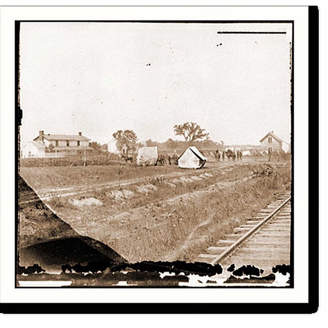 Historic Print, Rappahannock Station Va. Federal encampment near