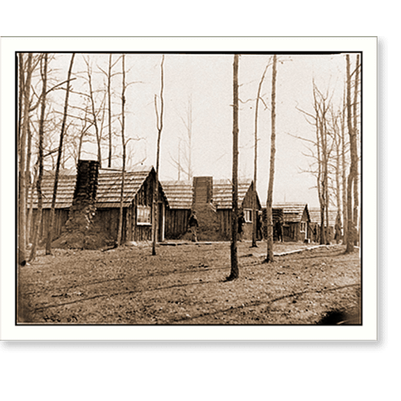 Historic Print, Rappahannock Station Va. Officers quarters 50th New York Engineers; another view, 16" x 20"