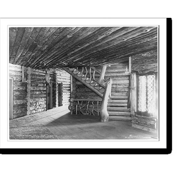 Historic Print, Rear hall and corridor, Old Faithful Inn, Yellowstone National Park, 18" x 24"