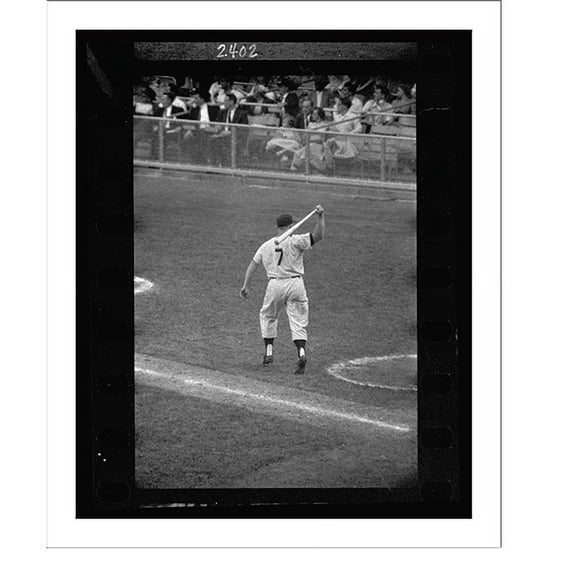 Historic Print, [Rear view of New York Yankee baseball player Mickey Mantle with bat swung over his shoulder].Marvin E. Newman., 16" x 20"