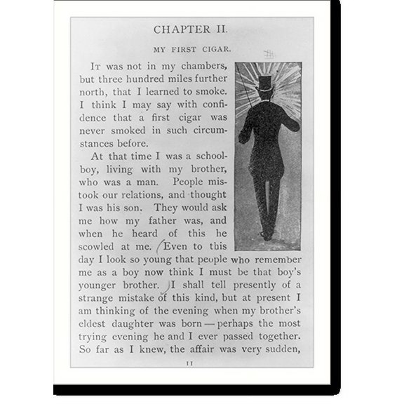 Historic Print, [Rear view of man - lighting cigar?], 18" x 24"
