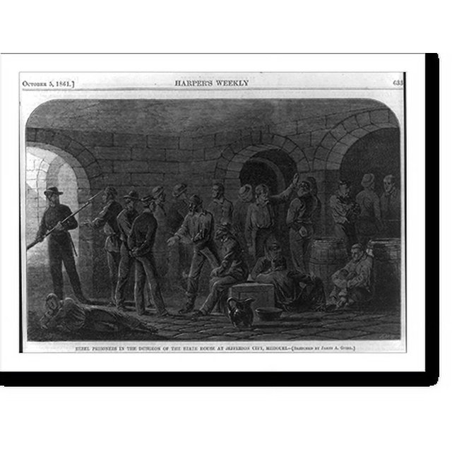 Historic Print, Rebel prisoners in the dungeon of the State House at