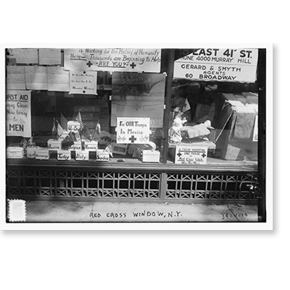 Historic Print, Red Cross Window, N.Y., 16" x 20"