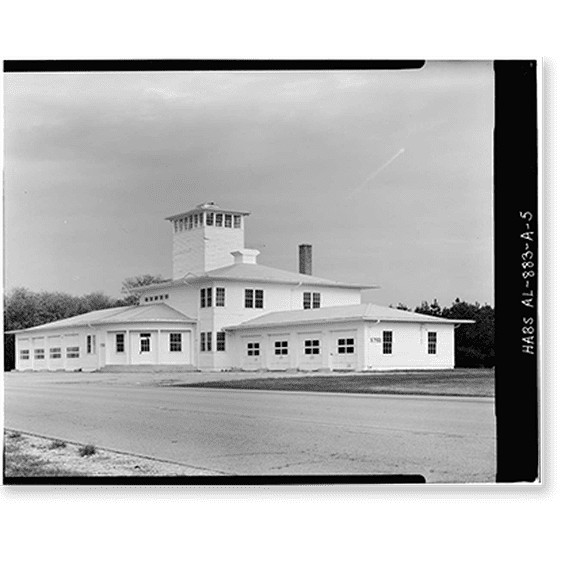 Historic Print, Redstone Arsenal, Fire Station No. 3, Redstone Road between Post & Line Roads, Huntsville vicinity, Madison County, AL - 5, 16" x 20"