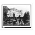 Historic Print, [Reflection of trees and Washington Column in lake