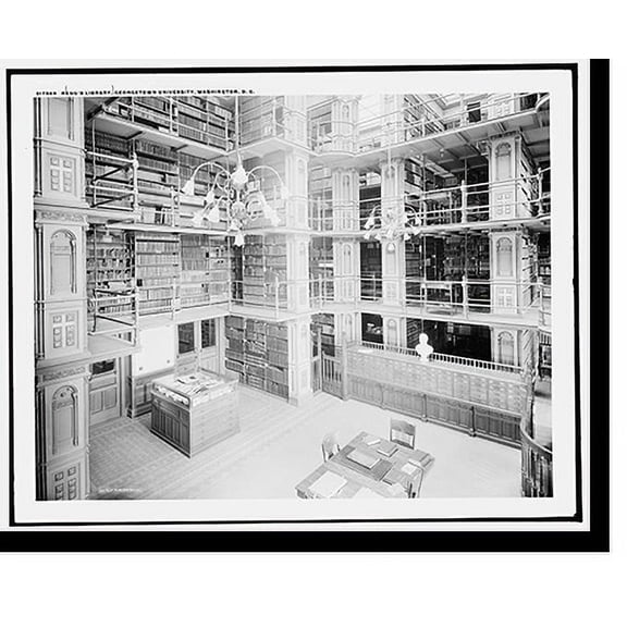 Historic Print, Regg's [i.e. Riggs] Library, Georgetown University, Washington, D.C., 16" x 20"