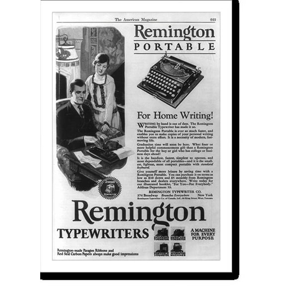 Historic Print, Remington Portable [typewriter] for Home Writing!, 16" x 20"