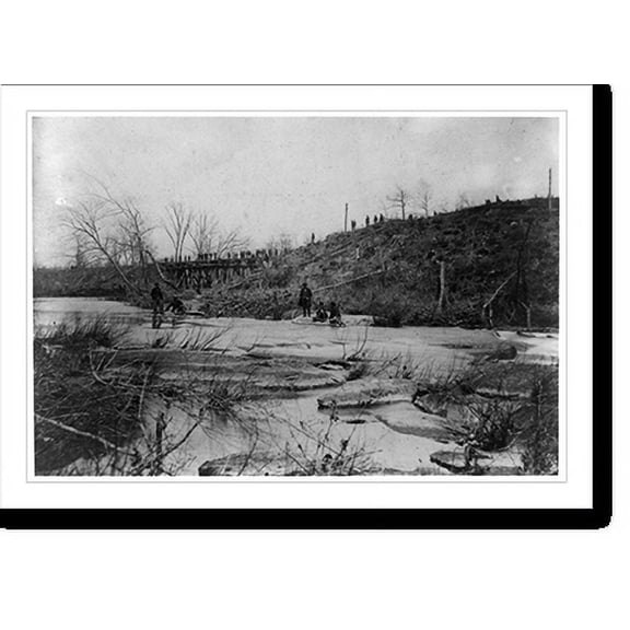 Historic Print, Repairing Bull Run Bridge. Construction Corps U.S.M.R. Rds., 18" x 24"