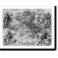 thumbnail image 1 of Historic Print, [Replica of map of the Americas with portraits of Christopher Columbus, Amerigo Vespucci, Ferdinand Magellan and Francisco Pizarro around border], 16" x 20", 1 of 3
