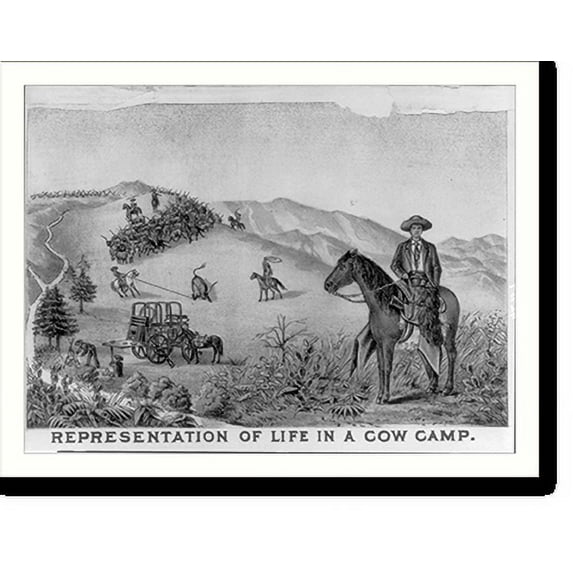 Historic Print, Representation of life in a cow camp, 18" x 24"