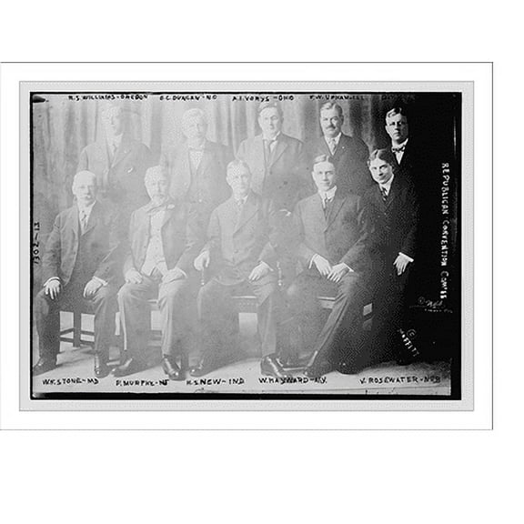 Historic Print, Republican Convention Committee: Back row left to right, R.S. Williams (Ore.), E.C. Duncan (N.C.), A.I. Vorys (O.), F.W. Upham (Ill.), D.W. Mulvane (Kan.). Front row l t...18" x 24"