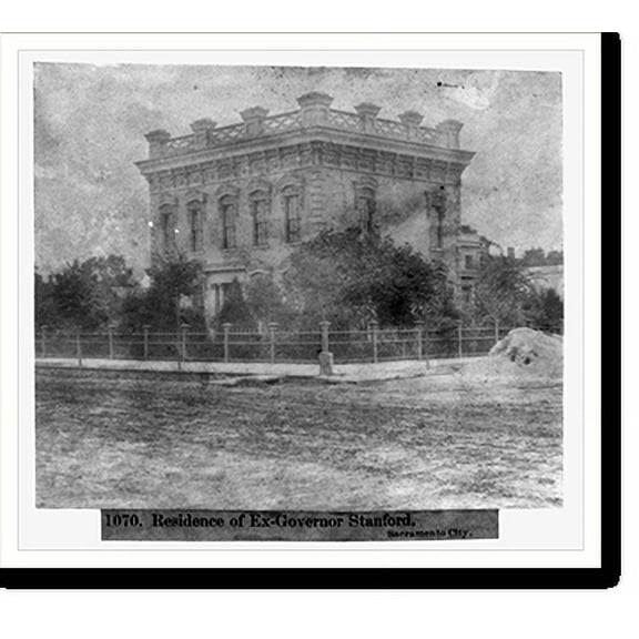 Historic Print, Residience of Ex-Governor Stanford, Sacramento City, 16" x 20"