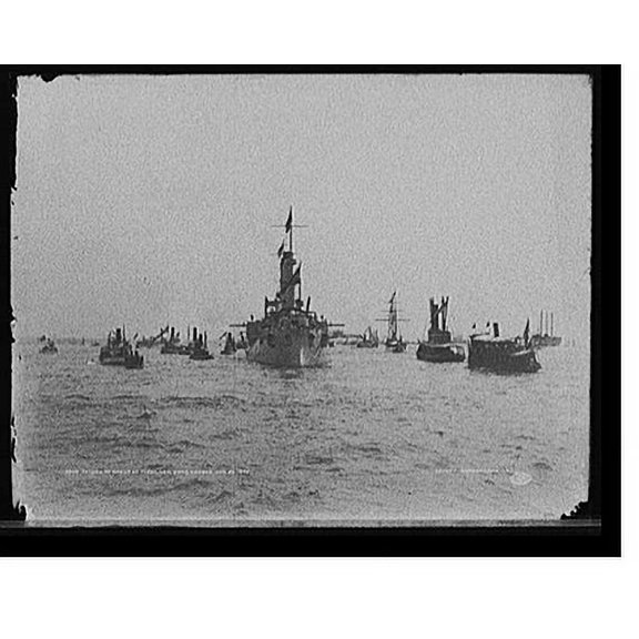 Historic Print, Return of Santiago fleet, New York Harbor, Aug. 20, 1898, 16" x 20"