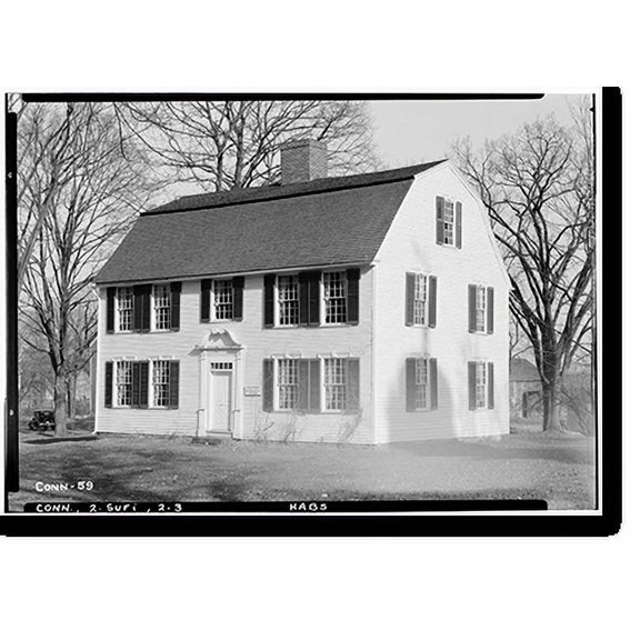 Historic Print, Reverend Ebenezer Gay Manse, Route 75, Suffield, Hartford County, CT, 16" x 20"