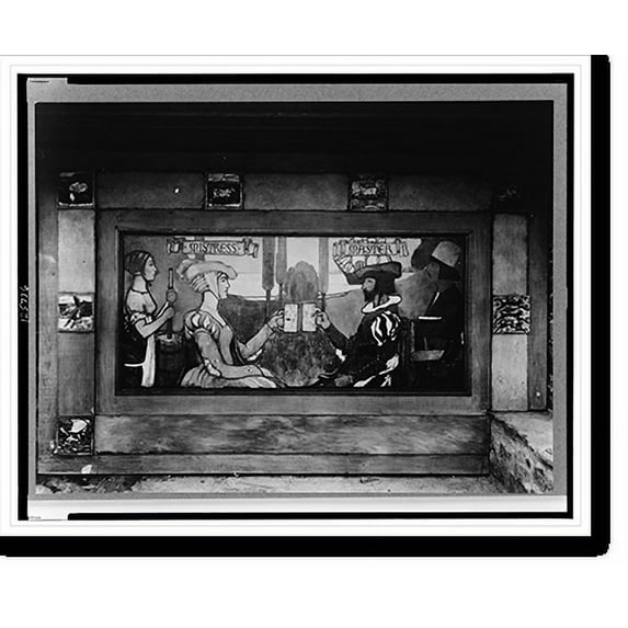 Historic Print, Rhode Island. Newport. A.C. James home, Suprise Valley", detail of mural, "The Milk Toast", exterior wall", 16" x 20"